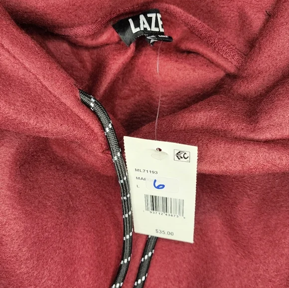 LAZER Mens Polar Fleece Pullover Hoodie Red Size L New with Tags - Picture 4 of 5